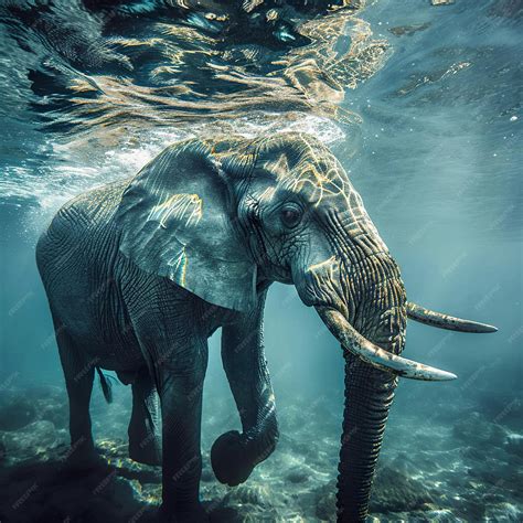 Premium AI Image | Swimming Elephant Underwater