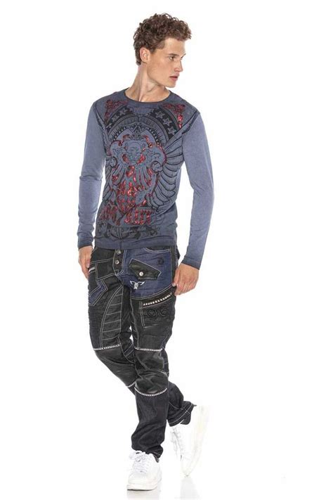 Cd Herren Straight Fit Jeans Im Stylischen Design Rockige Jeanshose