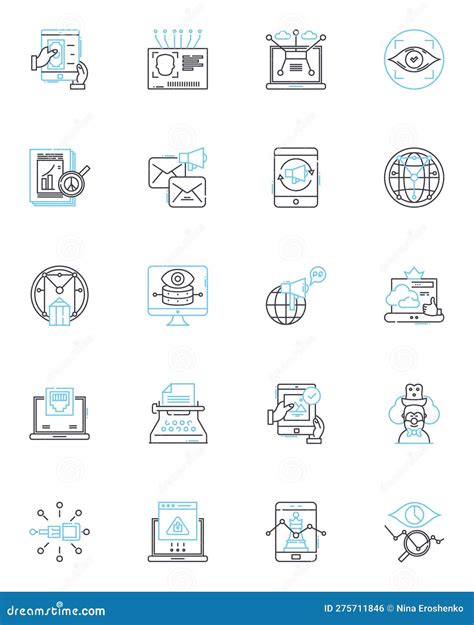 Market Forecasting Linear Icons Set Prediction Analysis Trend