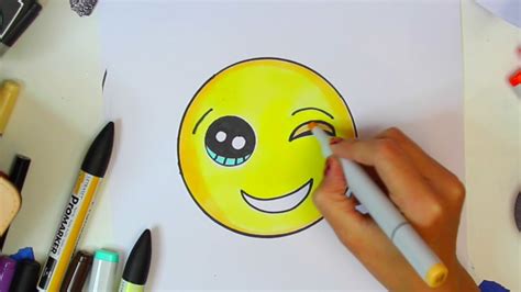 How To Draw Winking Emoji Cute Easy Step By Step Youtube