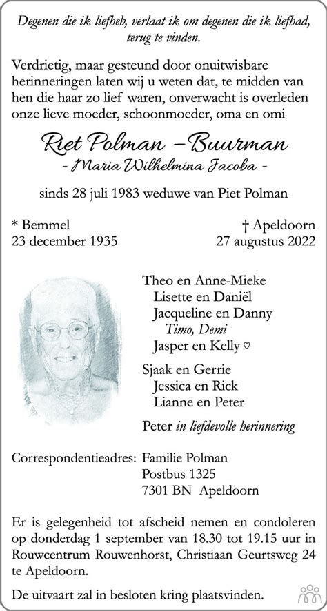 Riet Maria Wilhelmina Jacoba Polman Buurman