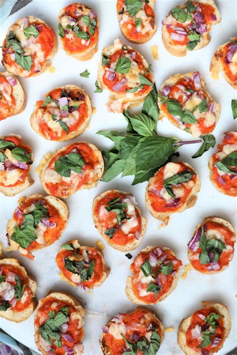 Roasted Red Pepper Bruschetta Appetizer Foodiechef