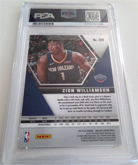 Zion Williamson Panini Mosaic Rc Psa Mint New Orleans