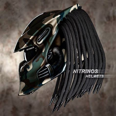 Fierce predator themed motorcycle helmets with dreadlocks – Artofit