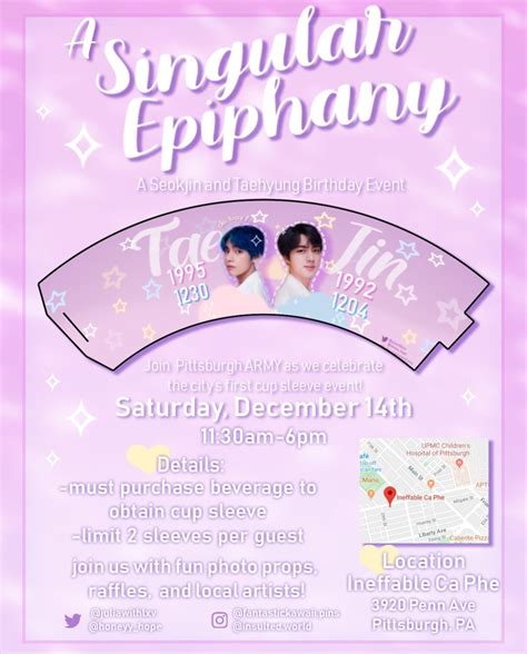 Pennsylvasia Jin And V Of Bts Cup Sleeve Event December At