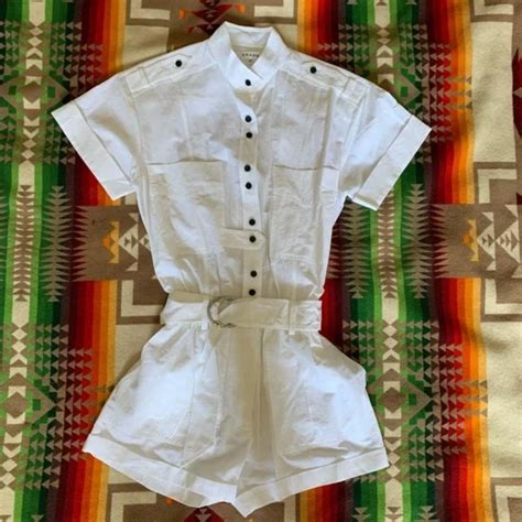 Frame Womens White And Black Playsuit Romper Depop