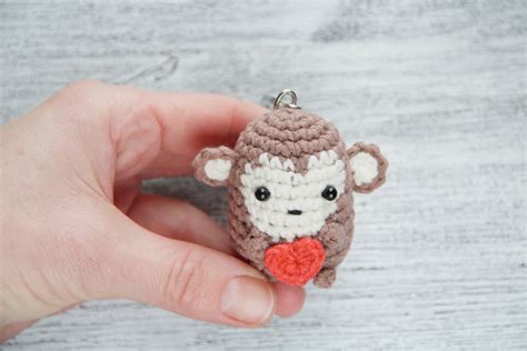 Little Monkey Crochet Keychain | Etsy