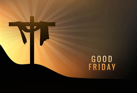 Good Friday Jesus On Cross On Sunset Background Vector Art At