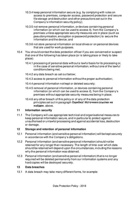 Data Protection Policy In Word And Pdf Formats Page 5 Of 6