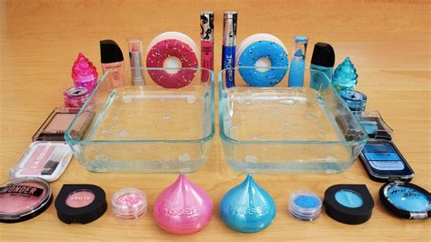 Mixing Makeup Eyeshadow Into Slime Pink Vs Blue Special Series Part