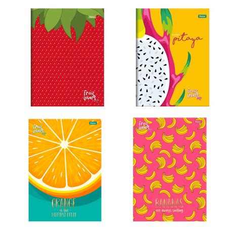 Caderno Brochur O Capa Dura Fruit Lovers Folhas Pautado Foroni