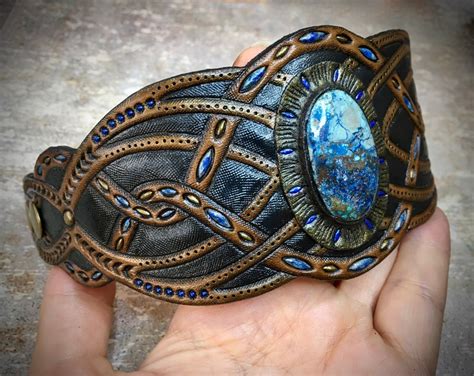 Vintage Looking Hand Tooled Leather Rustic Cuff Bracelet With Etsy