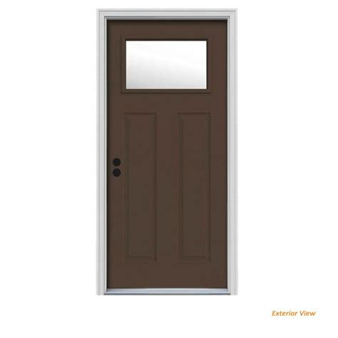 JELD WEN 30 In X 80 In 1 Lite Craftsman Dark Chocolate Painted Steel