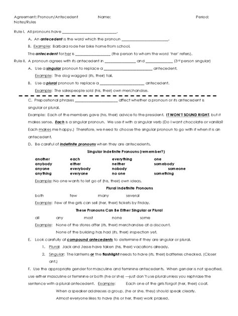 Fillable Online Pronoun Antecedent Agreement Complete Packet Docx Fax