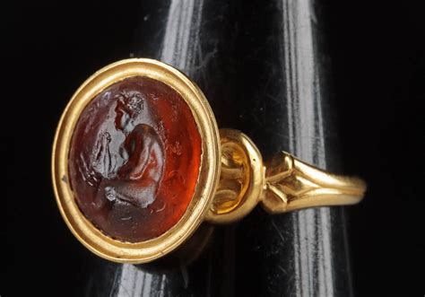 At Auction Neoclassical Glass Intaglio Nude Satyr K Gold Ring