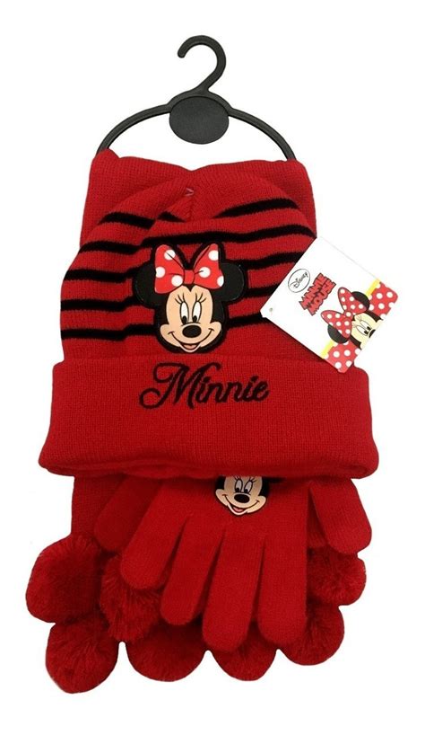 Kit Inverno Infantil Minnie Disney Touca Luvas Cachecol Mercado