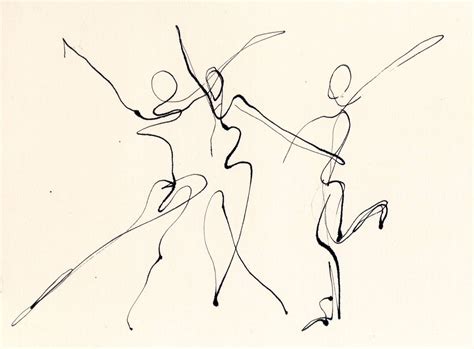 3 Dancers Line Drawing Chris Carter Artist Dip Pen Ink Web Life