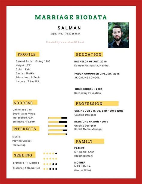 Shadi Biodata Format