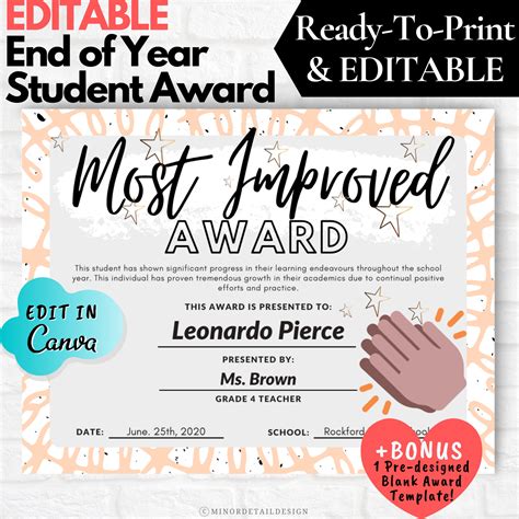 Student Awards End Of Year Award Printable Distance Learning End Of