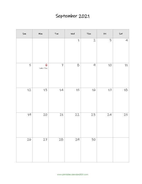 September 2021 Calendar Calendar Printables Free Blank