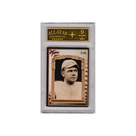 Graded Babe Ruth Guyana Stamp Trading Card W