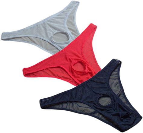 KHUFUZI Herren 3 Farben Pack Sexy Brief Coole Unterwäsche Ice Mesh G Strings Bikini Tangas