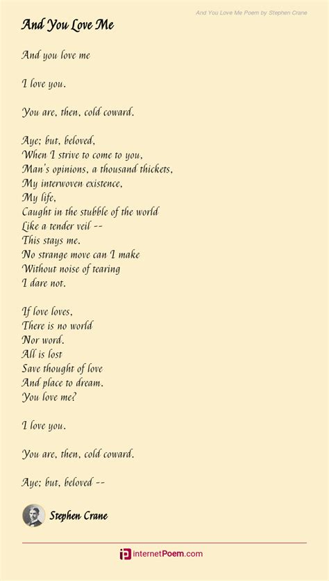 And You Love Me Poem by Stephen Crane