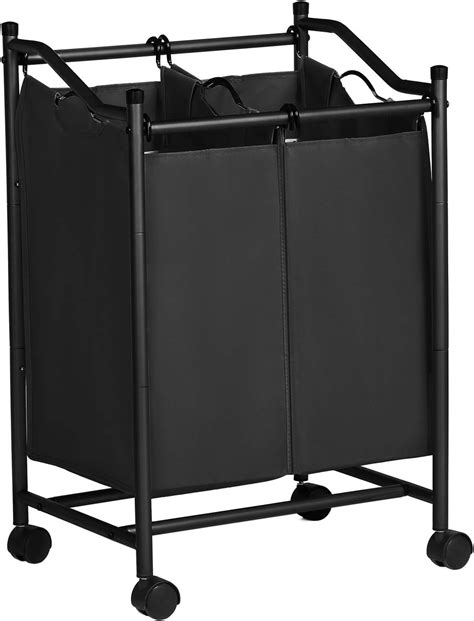 Seville Classics Mobile Double Bag Compact Laundry Hamper Sorter Cart