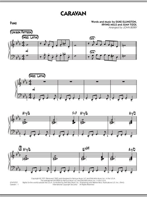 Caravan Piano By John Berry Sheet Music For Jazz Ensemble At Sheet Music Direct