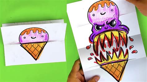 How To Draw Monster Ice Cream Sabretooth Folding Surprise Youtube