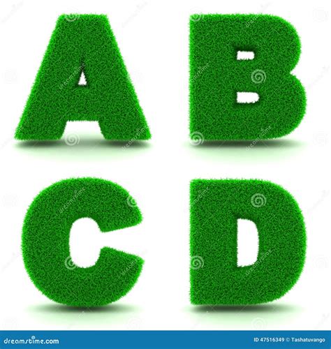 Lettres A B C D 3d De L Herbe Verte Ensemble Illustration Stock