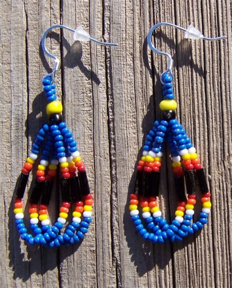 Native American Style Beaded Small Loop Earrings By Tredens