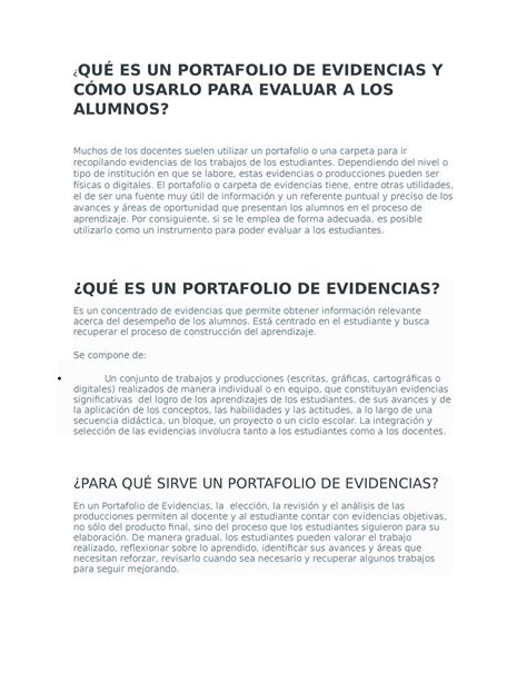 Qu Es Un Portafolio De Evidencias Y C Mo Usarlo Para Evaluar A Los