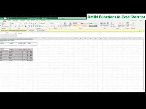 DMIN Functions In Excel Part 15 YouTube