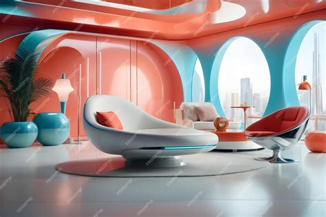 premium photo futurism living room wallpaper futuristic living space