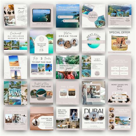 Travel Agent Instagram Post Template Editable Vacation Agency Social