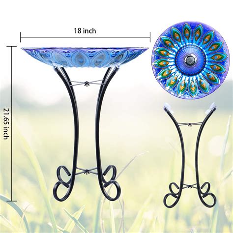 Mumtop Outdoor Glass Birdbath Solar Birdbaths