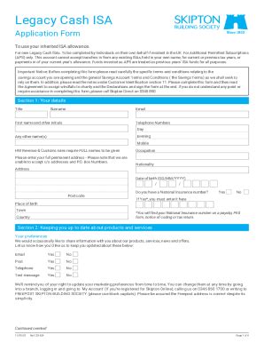 Fillable Online Legacy Cash Isa Application Form Fax Email Print