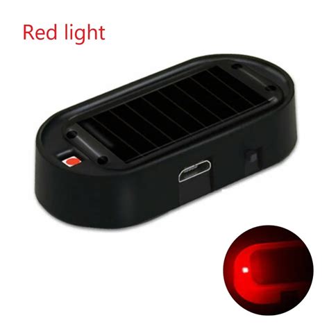 Solar Power Led Car Fake Alarm Warning Security Anti Theft Flashing Light Black Red Light Blue