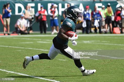 Philadelphia Eagles Running Back Miles Sanders Runs The Ball During