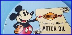 Vintage Sunoco Motor Oils Porcelain Mickey Mouse Gas Service Station