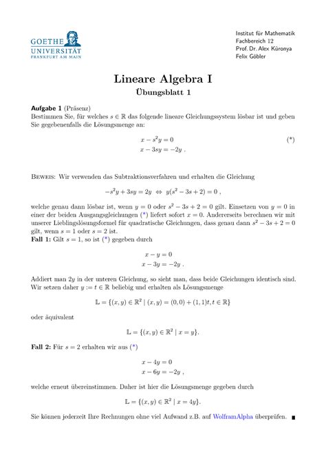 Blatt 1 loesung Übungsaufgaben mit Lösungen Institut für