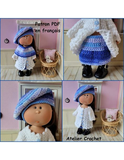 Patron Pdf Jupe Manteau Col Et B Ret Pour Poup E Mia Nines D Onil