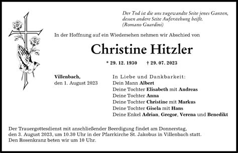 Traueranzeigen von Christine Hitzler Allgäuer Zeitung