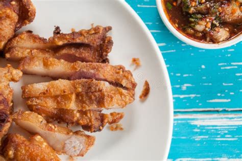 Deep Fried Pork Belly With Thai Spicy Sauce Stock Image Image Of High