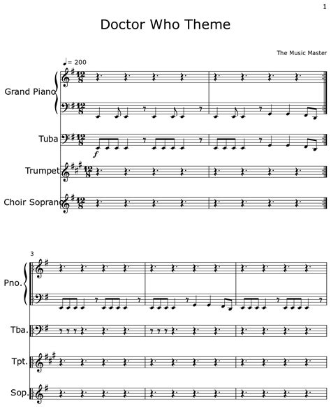 Doctor Who Theme - Sheet music for Piano, Tuba, Trumpet, Choir Tenor