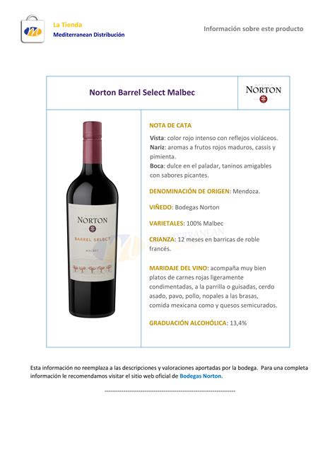 Norton Barrel Select Malbec Mediterranean Distribucion