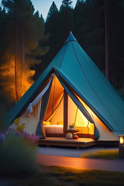 Premium Photo Glamping In Evening Luxury Glamorous Camping Life In Nature