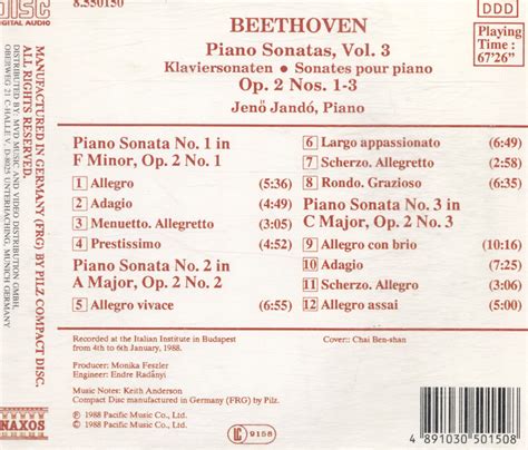 Beethoven Jen Jand Piano Sonatas Vol Cd Ebay