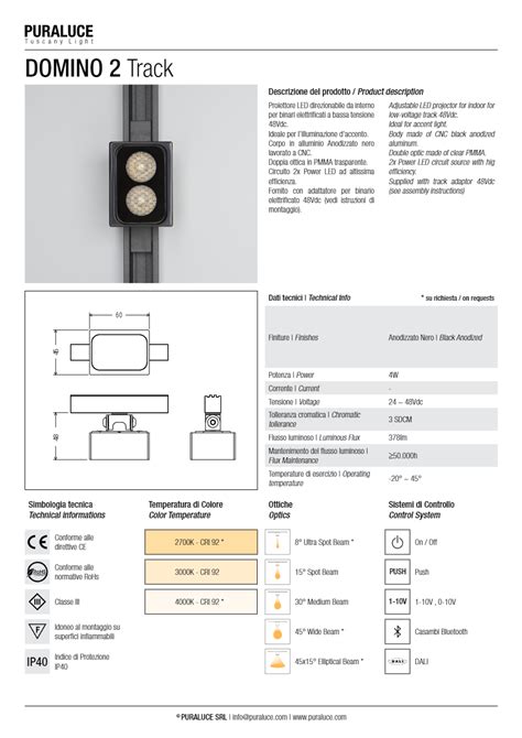 DOMINO 2 TRACK Illuminazione A Binario By PURALUCE